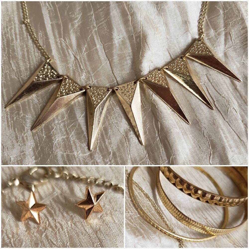 Matching necklace, earring, bracelet set